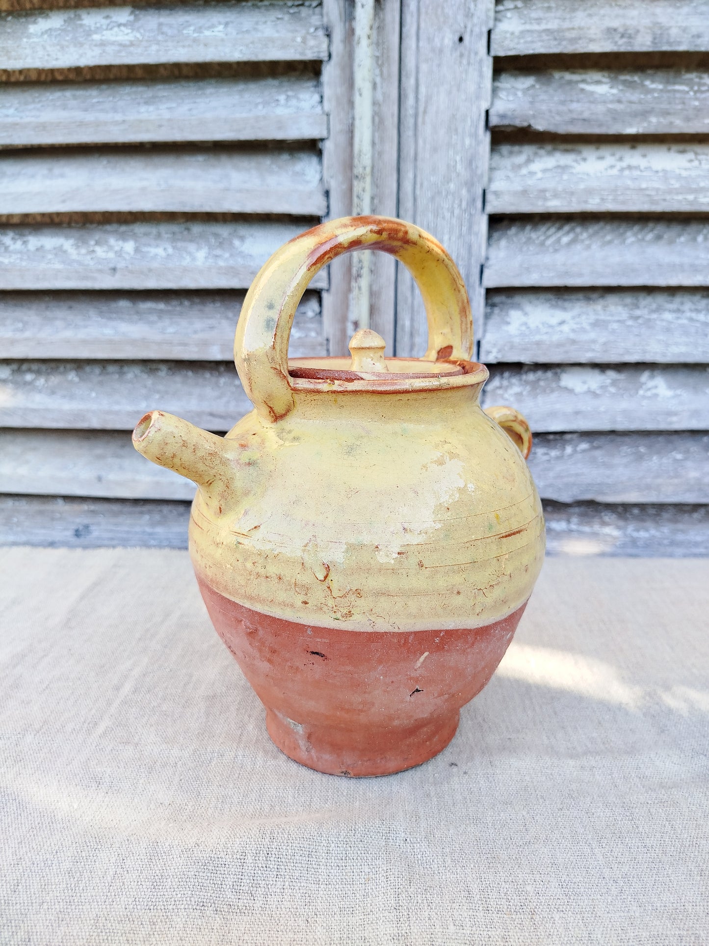 Cruche terre en cuite émaillée