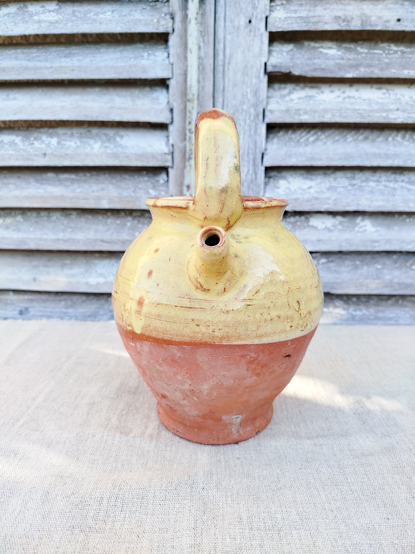 Cruche terre en cuite émaillée